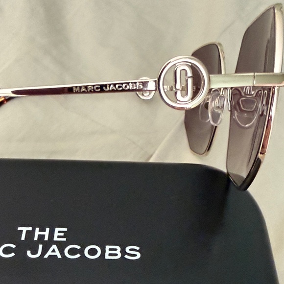 MARC JACOBS Hexagonal Gold Metal Frame With Brown Lenses Aviator Style - Picture 2 of 7